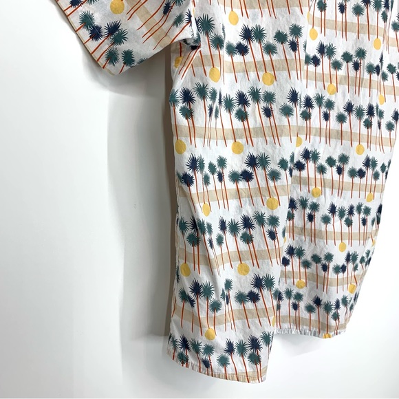 Men’s Cotton & Co Palm Tree Short Sleeve Casual Button Up Shirt Size Medium - Picture 9 of 16